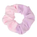 Velvet hair scrunchie detail showing pink and purple split color design for daily cute styling. - Purple Pink