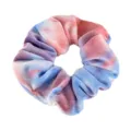 Tie-dye velvet hair scrunchie for women, soft elastic hair tie ponytail holder fashion. - Blue Pink Purple Gradient