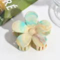 Bunte marmorierte Blumen Haarklammer, süßes Acryl Haaraccessoire für tägliches Styling. - Tintenwäsche Blumen-Haarklammer / Gelbgrün