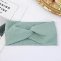 Bandeau croisé en tricot vert pour femmes, bandeau à cheveux élastique confortable pour maquillage. - Cyan