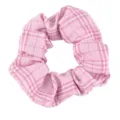 Coletero de tela a cuadros rosas detalle, accesorio lindo para coleta de caballo diaria. - Cuadrícula Púrpura Claro