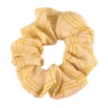 Coletero de tela a cuadros amarillo y blanco, elegante accesorio de pelo para mujer. - Cuadros Amarillos