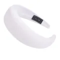 White velvet padded headband detail, soft sponge hair hoop inner handmade label texture. - White Velvet