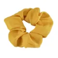 Coletero de satén amarillo vista detallada, banda elástica de tela suave para coleta de mujer. - Amarillo