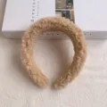 Gemütlicher kaki plüsch fleece haarreif flauschiger breiter haarreif süße winter haaraccessoires - Hellbeige