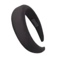 Black padded headband for women, thick sponge velvet hair hoop for daily wear and face washing. - Black Smooth