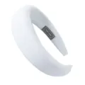 Plain white padded headband for women, thick sponge wide hair hoop with handmade label. - White Glossy Style