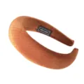 Detailed view of the brown padded fabric headband, soft wide hair hoop for daily wear. - Dark Coffee Ribbed Fabric