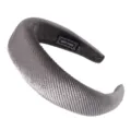 Grey thick velvet headband for women, comfortable wide hair hoop fashion hair accessory main view. - Gray Fine Ribbed