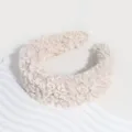 Flauschiger Sherpa Haarreif im koreanischen Stil, süßer breiter Plüsch Haarreifen. - Cremeweiß 5,5 cm
