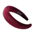 Thickened sponge velvet headband in burgundy, elegant wide hair hoop for women and daily wear. - Wine Red Fine Ribbed