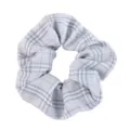 Coletero a cuadros azul y blanco, soporte de coleta de tela, accesorio de pelo de moda. - Malla azul claro