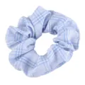 Coletero a cuadros azul y blanco, goma de pelo de tela suave para peinados diarios de mujer. - Cuadros Azul Cielo