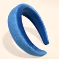 Blue velvet padded headband thick sponge hair hoop for women daily wear hair accessories - Blue Velvet