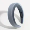 Thick velvet padded headband for women, blue shimmer sponge hair hoop, elegant daily accessory. - Grey Velvet