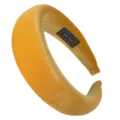 Yellow velvet padded headband for women, thick sponge hair hoop for daily wear and face washing. - Yellow Velvet