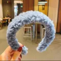Blau flauschig Lammwolle Haarreif breiter Winter Haarreif süß Plüsch Haar-Accessoire Frauen - Grau