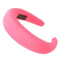 Neon pink thick sponge padded headband for women, soft velvet hair hoop for daily wear. - Watermelon Red Smooth Satin