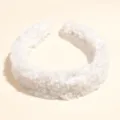 Weißer flauschiger Plüsch Haarreif, weicher breiter Haarreif, süßes Winter Haaraccessoire. - Weiß