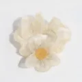Elegante coletero de pelo de organza con flor para mujer, soporte suave para coleta chic. - Flores Champán
