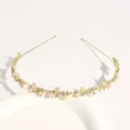 Gold cat eye stone headband with rhinestones, elegant floral hair hoop for women and girls. - Opal Rhinestone Flower