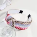 Serre-tête tressé coloré à nœud large bord style ethnique accessoires cheveux pour femme - Serre-Tête Noué Blanc