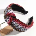Serre-tete tresse colore avec design de noeud, large bande de cheveux pour style de mode quotidien. - Rouge Brun