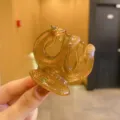 Molla per capelli a cuore ambra stile coreano, piccola pinza trasparente in resina elegante. - Molla per Capelli Zucca Caffè Trasparente