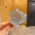 Piccola molletta per capelli grigia trasparente elegante accessorio in resina per uso quotidiano - Molla per Capelli Zucca Grigia Trasparente