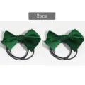 Lot de 2 élastiques à cheveux avec nœud vert, attaches de queue de cheval en satin pour femmes. - Vert