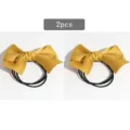 Chouchous de cheveux nœud papillon jaune 2pcs attache queue de cheval mignonne - Jaune