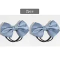 Chouchous nœud en satin gris, 2 pcs accessoires de cheveux mignons pour queue de cheval. - Bleu