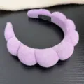 Thickened sponge headband solid color cloud high crown hair hoop women face wash hair accessories - Purple