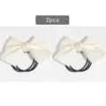 Chouchou à nœud blanc, attache queue de cheval élastique simple pour femmes et filles - Beige
