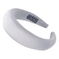 Thick padded velvet headband for women, soft milk silk face washing hair hoop, elegant solid color. - Grey Glossy