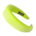 Vibrant neon green velvet padded headband, thick plush hair hoop for daily women style. - Fluorescent Yellow Velvet
