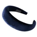 Dark blue velvet padded headband for women, thick sponge hair hoop, comfortable daily hair accessory. - Dark Blue Velvet