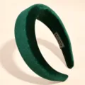 Dark green velvet padded headband, wide hair hoop, premium fashion hair accessories for women. - Dark Green Velvet