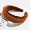 Wide brown velvet padded headband for women, thick sponge hair hoop for daily wear. - Dark Khaki Velvet