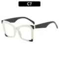 Lunettes de lecture anti-lumière bleue carrées bicolores chic pour le quotidien C7 - Anti-lumière Bleue +1.00 / C7-Monture Blanche Branches Noires