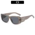 Grey vintage cat eye sunglasses for women with silver double heart decor style C3 - Jelly Gray Frame Gray Lens (18153)