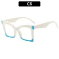 Lunettes de lecture anti-lumière bleue carrées tendance au design bicolore chic. - Anti-lumière Bleue +1.00 / C6-Haut Blanc Bas Bleu