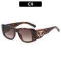Retro tortoise shell cat-eye sunglasses for women, heart detail frame C4 variant. - Tortoise Frame Double Tea Lens (18153)