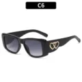 Women vintage cat eye sunglasses with metal heart decor black frame fashion shades. - Black Frame Double Gray Lens (18153)