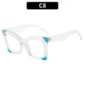 Clear square optical glasses with stylish blue corner block design for daily fashion wear. - C8-Transparent Frame