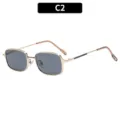 Retro square metal sunglasses for men women fashion outdoor driving UV protection stylish eyewear - Gold Frame Grey Lens