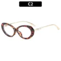 Modische Schildpatt Katzenaugen Blaulichtfilter Brille mit eleganten Perlenbügeln C2 - C2 Schildpatt Rahmen Klare Linse