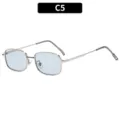 Retro square metal sunglasses with light blue lenses for stylish outdoor fashion wear. - Silver Frame Blue Lens