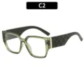 Men's stylish square frame anti-blue light reading glasses with woven texture temples for daily use. - Anti-Blue Light +100 Degree (2105) / Transparent Green