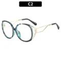 Stijlvolle optische bril met blauw schildpad kattenogen montuur en gouden metalen veren. - C2-Groen Schildpad